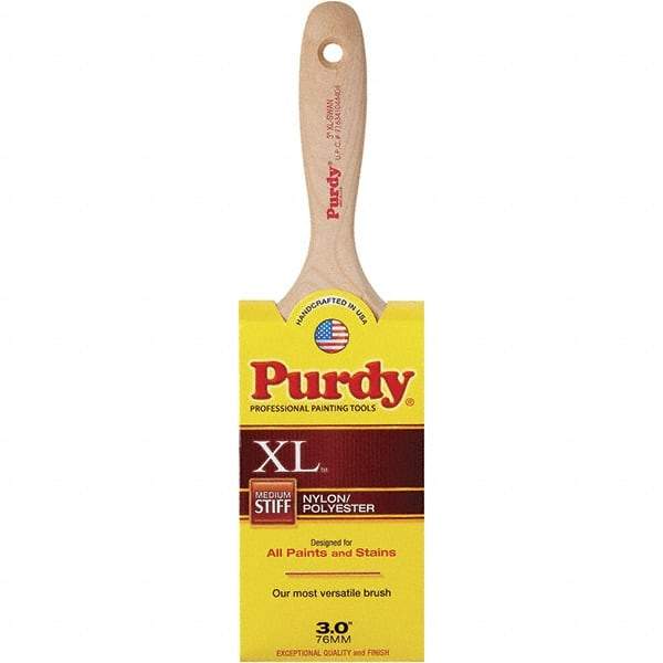 Purdy - 3" Flat Synthetic General Purpose Paint Brush - 3-7/16" Bristle Length, 6" Wood Beavertail Handle - Exact Industrial Supply