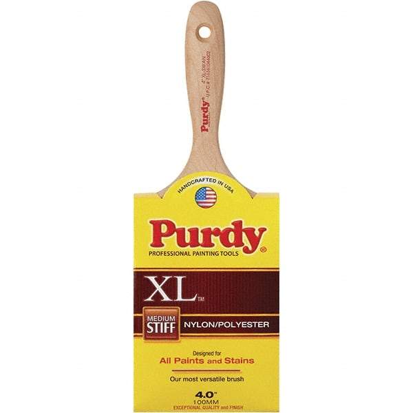 Purdy - 4" Synthetic General Purpose Paint Brush - 3-15/16" Bristle Length, 6" Wood Beavertail Handle - Exact Industrial Supply