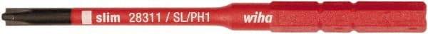 Wiha - 44mm Drive, #1 Reversible Phillips/Slotted Screwdriver Bit - 75mm OAL - Exact Industrial Supply