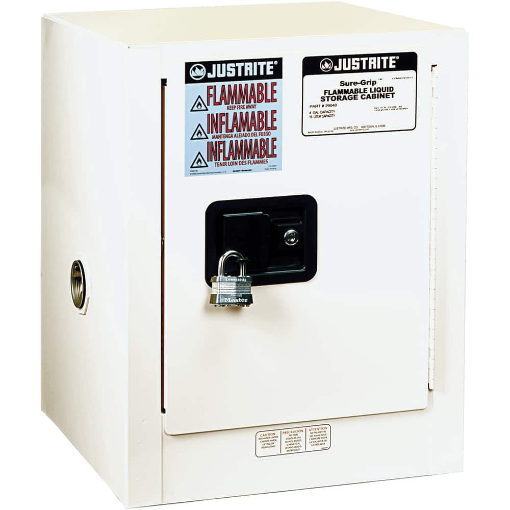 Justrite - 1 Door 1 Shelf 4 Gal Space Saver Safety Cabinet for Flammable Substances - Exact Industrial Supply
