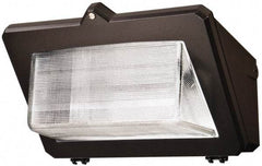 Cooper Lighting - 400 Watt, 120-277 Volt, High Pressure Sodium Wall Pack Light Fixture - Glass Lens, Aluminum Housing, Bronze (Color), Wall Mount, 12-3/4" Deep x 10" High x 16-5/8" Wide - Exact Industrial Supply