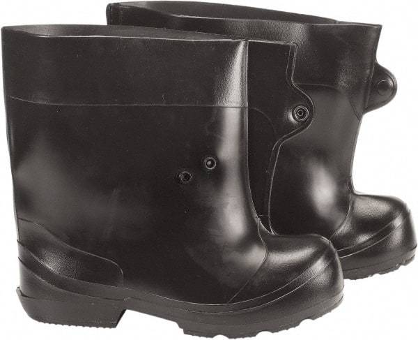 Winter Walking - Men's 5 - 7.5 (Women's 7-9.5) Traction Overboots - 10" High, Plain Toe, Nonslip Sole, Rubber Upper, Black - Exact Industrial Supply