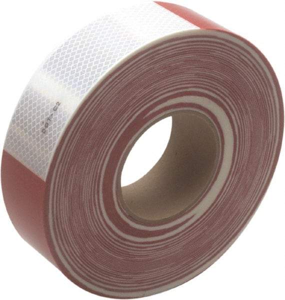 3M - DOT Conspicuity Tape Color: Red and White Tape Material: Pressure Sensitive Adhesive - Exact Industrial Supply