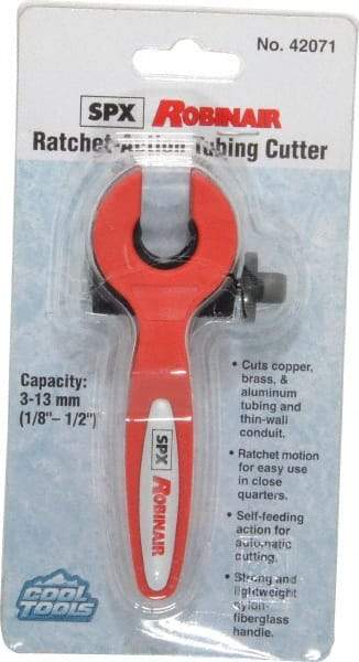 OTC - 1/8" to 1/2" Pipe Capacity, Ratcheting Tube Cutter - Cuts Copper, Aluminum, Stainless Steel, Plastic - Exact Industrial Supply