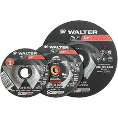 WALTER Surface Technologies - 24 Grit, 7" Wheel Diam, 1/4" Wheel Thickness, 7/8" Arbor Hole, Type 27 Depressed Center Wheel - Aluminum Oxide, Resinoid Bond, 8,600 Max RPM - Exact Industrial Supply