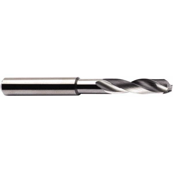 Screw Machine Length Drill Bit: 0.5118″ Dia, 140 °, Solid Carbide Coated, Right Hand Cut, Spiral Flute, Straight-Cylindrical Shank, Series SD203A