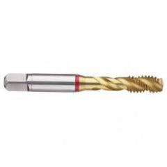 M10x1.25 6H 3-Flute Cobalt Red Ring Semi-Bottoming 40 degree Spiral Flute Tap-TiN - Exact Industrial Supply