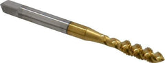 OSG - #10-32 UNF 3 Flute 2B Plug Spiral Flute Tap - High Speed Steel, TiN Finish, 2-3/8" OAL, Right Hand Flute, Right Hand Thread, H3, Series 107 - Exact Industrial Supply