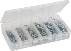 Value Collection - 100 Piece, 1/4 to 3/4" Pin Diam, Locking Cotter Pin Assortment - Spring Wire - Exact Industrial Supply