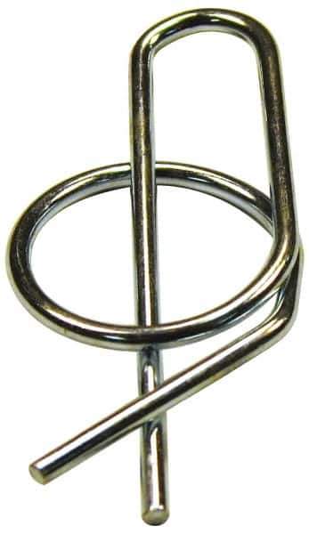 Value Collection - 1/4" Shaft Diam, 0.936" Long, 0.054" Wire Diam, Locking Cotter Pin - 0.26 to 0.27" Ring Diam, RC 60-70 Spring Steel, Zinc-Plated Finish - Exact Industrial Supply