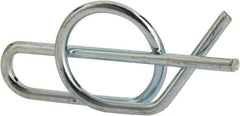 Value Collection - 3/8" Shaft Diam, 1.214" Long, 0.054" Wire Diam, Locking Cotter Pin - 0.382 to 0.392" Ring Diam, RC 60-70 Spring Steel, Zinc-Plated Finish - Exact Industrial Supply