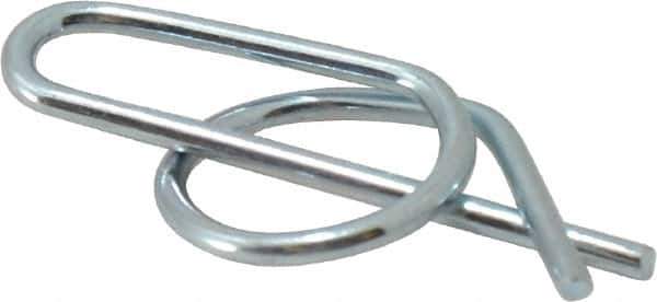 Value Collection - 1/2" Shaft Diam, 1.456" Long, 0.072" Wire Diam, Locking Cotter Pin - 0.51 to 0.52" Ring Diam, RC 60-70 Spring Steel, Zinc-Plated Finish - Exact Industrial Supply