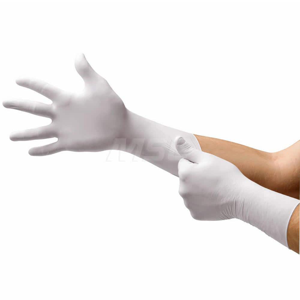 Disposable Gloves: 0.1 mil, Nitrile White, Textured Fingertips