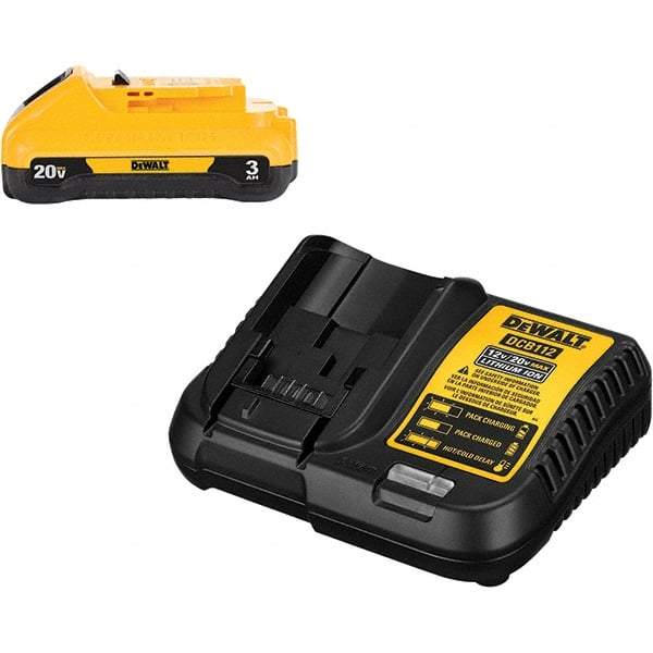 DeWALT - 20 Volt, 1 Battery Lithium-Ion Power Tool Charger - 30 min to 1 hr to Charge, 20 Volt MAX Batteries Power Source, Battery Included - Exact Industrial Supply