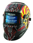 #41283 - Solar Powered Welding Helment; Black with Skull and Pipewrench Graphics - Exact Industrial Supply