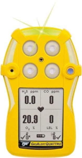 BW Technologies by Honeywell - Visual, Vibration & Audible Alarm, LCD Display, Multi-Gas Detector - Monitors LEL & Oxygen, -20 to 50°C Working Temp - Exact Industrial Supply