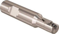 Seco - 1/2" Cut Diam, 9mm Max Depth of Cut, 5/8" Shank Diam, 58.4mm OAL, Indexable Square Shoulder Slot Milling End Mill - Weldon Shank, 90° Lead Angle, Through Coolant, Series R217.69 - Exact Industrial Supply