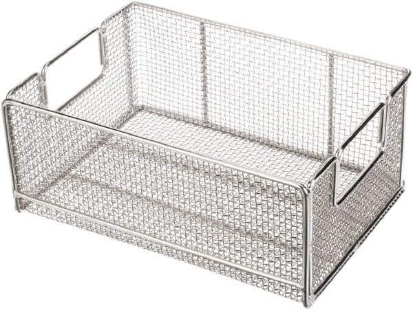 Marlin Steel Wire Products - 10" Deep, Rectangular Stainless Steel Wire Basket - 14" Wide x 6" High - Exact Industrial Supply