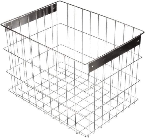 Marlin Steel Wire Products - 16-1/2" Deep, Rectangular Stainless Steel Wire Basket - 11-3/4" Wide x 12-1/4" High - Exact Industrial Supply