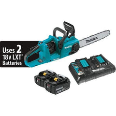 Makita - 18 Volt, 3940 Ft/min, Battery Powered Chainsaw - 14" Guide Bar Length, 3/8" Chain Pitch, 0.043 Chain Gauge - Exact Industrial Supply