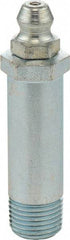 Umeta - Straight Head Angle, 1/8 PTF Steel Standard Grease Fitting - 3/8" Hex, 2-5/8" Overall Height, Zinc Plated Finish - Exact Industrial Supply