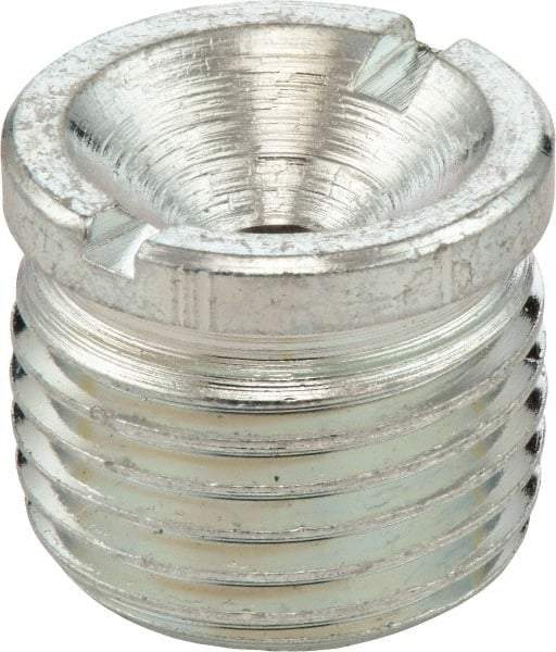 Umeta - Straight Head Angle, 1/8 NPTF Steel Flush-Style Grease Fitting - 0.3594" Overall Height, Zinc Plated Finish - Exact Industrial Supply