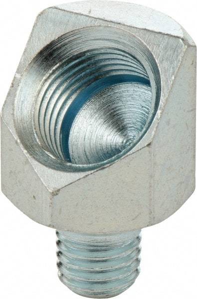 Umeta - 45° Head Angle, 1/4-28 PTF Steel Grease Fitting Adapter - 1/2" Hex, 13/16" Overall Height, Zinc Plated Finish - Exact Industrial Supply