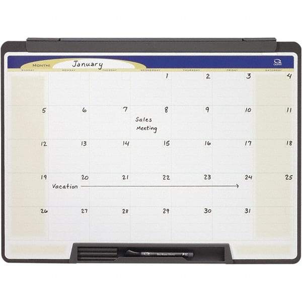 Quartet - 18" High x 24" Wide Magnetic Dry Erase Calendar - Melamine, Includes Accessory Tray/Rail & Dry-Erase Marker - Exact Industrial Supply