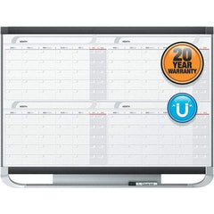 Quartet - 36" High x 48" Wide Magnetic Dry Erase Calendar - Fiberboard Frame, Includes Accessory Tray/Rail, Dry-Erase Marker & Mounting Kit - Exact Industrial Supply