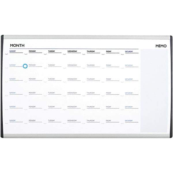 Quartet - 18" High x 30" Wide Magnetic Dry Erase Calendar - Steel, Includes Mounting Kit - Exact Industrial Supply