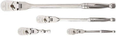 GearWrench - 1/4", 3/8" & 1/2" Drive Pear Head Ratchet Set - Full Polish Chrome Finish, Various Lengths, 60 Gear Teeth, Flex Handle, Flex Head - Exact Industrial Supply