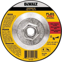 DeWALT - 4-1/2" Wheel Diam, 1/4" Wheel Thickness, 7/8" Arbor Hole, Type 27 Depressed Center Wheel - Fine/Coarse Grade, Ceramic, 13,300 Max RPM - Exact Industrial Supply