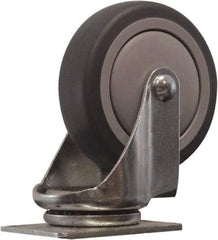Snap-Loc - 4" Diam x 1" Wide x 5" OAH Top Plate Mount Swivel Caster - Polyurethane, 375 Lb Capacity, Ball Bearing, 1-3/4 X 2-7/8" Plate, Round Stem - Exact Industrial Supply