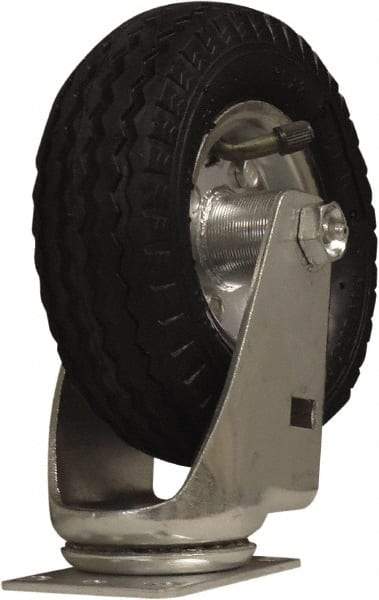 Snap-Loc - 6" Diam x 1-1/4" Wide x 7-1/2" OAH Top Plate Mount Swivel Caster - Rubber, 375 Lb Capacity, Ball Bearing, 1-3/4 X 2-7/8" Plate, Round Stem - Exact Industrial Supply