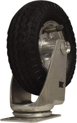 Snap-Loc - 6" Diam x 1-1/4" Wide x 7-1/2" OAH Top Plate Mount Swivel Caster - Rubber, 375 Lb Capacity, Ball Bearing, 1-3/4 X 2-7/8" Plate, Round Stem - Exact Industrial Supply