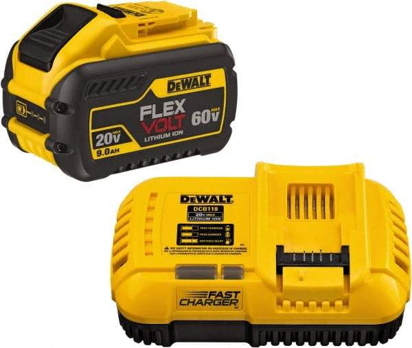 DeWALT - 60 Volt Lithium-Ion Power Tool Battery - 9 Ahr Capacity, 1 hr Charge Time, Series 20/60 FLEXVOLT - Exact Industrial Supply