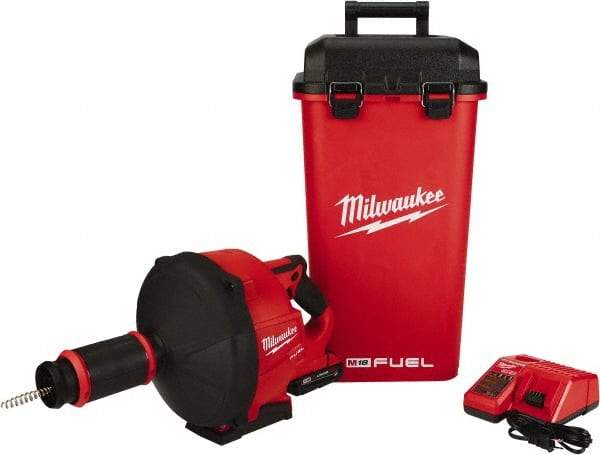Milwaukee Tool - 18V Battery Battery Drain Cleaning Machine - For 3" Pipe, 35' Cable, 500 Max RPM - Exact Industrial Supply