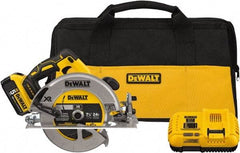 DeWALT - 20 Volt, 7-1/4" Blade, Cordless Circular Saw - 4,000 RPM, 1 Lithium-Ion Battery Included - Exact Industrial Supply