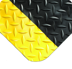 UltraSoft Diamond-Plate 4' x 75' Black/Yellow Work Mat - Exact Industrial Supply