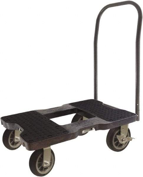 Snap-Loc - 1,500 Lb Capacity Steel Convertible Hand Truck - Polyethylene/Polypropylene Plastic Deck, 20-1/2" OAW, 32" Platform Length x 9-1/2" Platform Height, Rubber Casters - Exact Industrial Supply