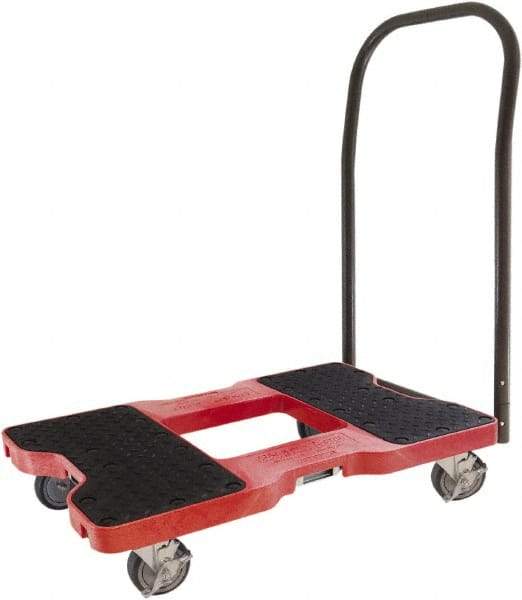 Snap-Loc - 1,500 Lb Capacity Steel Convertible Hand Truck - Polyethylene/Polypropylene Plastic Deck, 20-1/2" OAW, 32" Platform Length x 7" Platform Height, Polyurethane Casters - Exact Industrial Supply