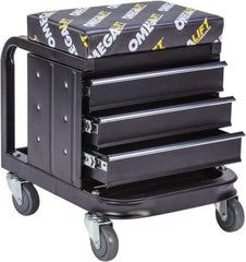Omega Lift Equipment - 450 Lb Capacity, 4 Wheel Creeper Seat with Drawers - Steel, 18-1/4" Long x 18-7/8" High x 14" Wide - Exact Industrial Supply