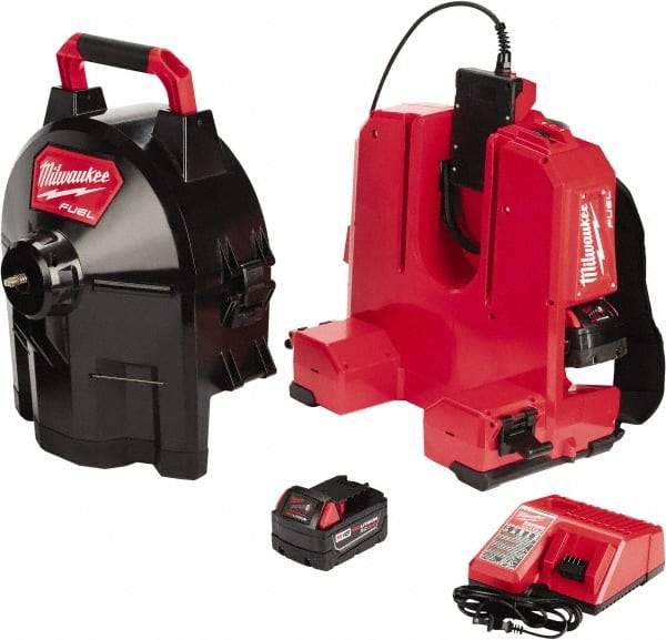 Milwaukee Tool - 18V Battery Battery Drain Cleaning Machine - For 1-1/4" to 4" Pipe - Exact Industrial Supply