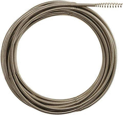 Milwaukee Tool - 1/4" x 25' Drain Cleaning Machine Cable - Inner Core Bulb Auger, 1-1/4" to 2-1/2" Pipe, Use with Milwaukee Drain Cleaning Tools - Exact Industrial Supply