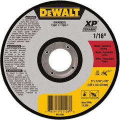 DeWALT - 5" Ceramic Cutoff Wheel - 0.04" Thick, 7/8" Arbor, 12,200 Max RPM, Use with Angle Grinders - Exact Industrial Supply
