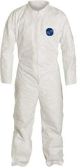 Dupont - Size 3XL Film Laminate General Purpose Coveralls - White, Zipper Closure, Open Cuffs, Open Ankles, Serged Seams - Exact Industrial Supply