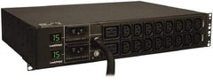 Tripp-Lite - 18 Outlets, 120 VAC30 Amps, 15' Cord, Power Outlet Strip - Rack Mount, 5-15/20R NEMA Configuration, 19" Strip - Exact Industrial Supply