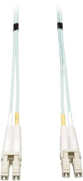 Tripp-Lite - 65' Long, LC/LC Head, Multimode Fiber Optic Cable - Aqua, Use with LAN - Exact Industrial Supply