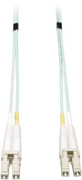 Tripp-Lite - 82' Long, LC/LC Head, Multimode Fiber Optic Cable - Aqua, Use with LAN - Exact Industrial Supply