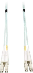 Tripp-Lite - 82' Long, LC/LC Head, Multimode Fiber Optic Cable - Aqua, Use with LAN - Exact Industrial Supply